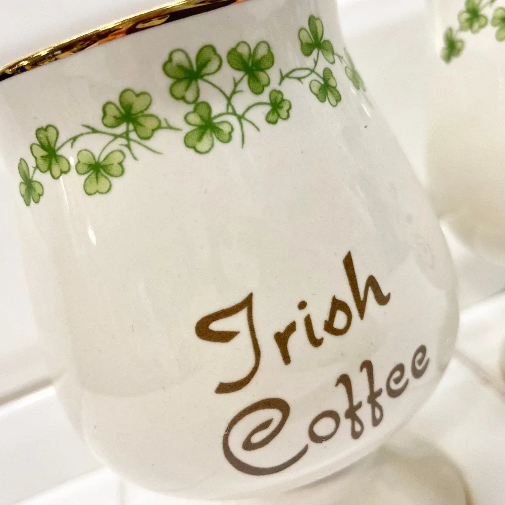 Vintage Carrigcraft Ceramic Irish Coffee Cup, Shamrock St Patrick's Day‎ Decor